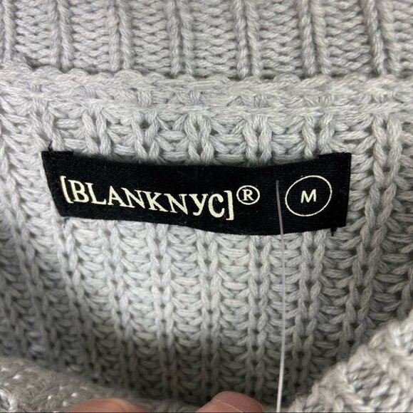 NWT BlankNYC Rum Ruffle Grey Knit Sweater Size Medium New With Tags Ribbed Boho - Picture 6 of 14